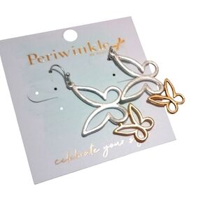 New Periwinkle By Barlow Two Toned Butterfly Drop Dangle Earrings